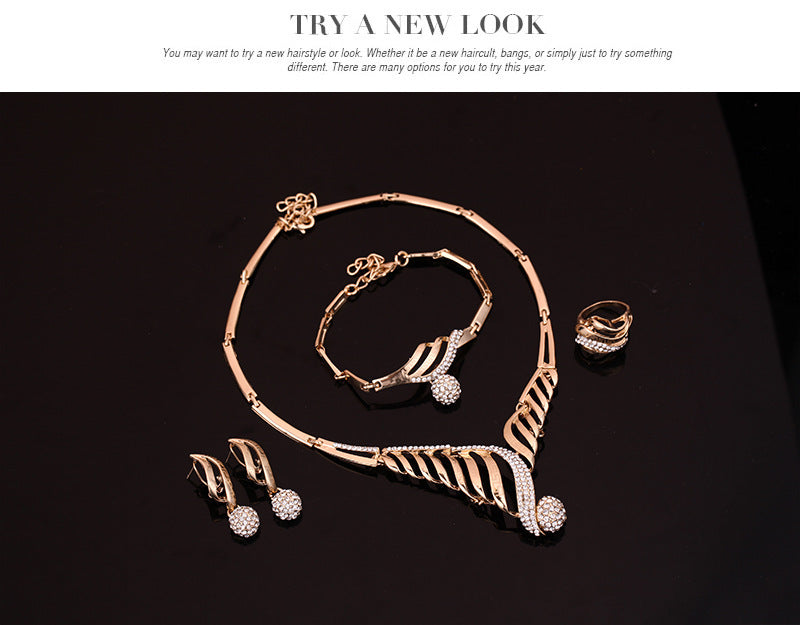Four-piece Jewelry Set - Necklace Earrings Bracelet