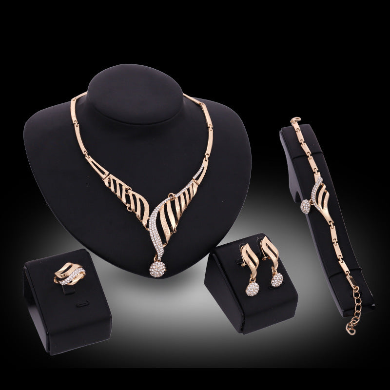 Four-piece Jewelry Set - Necklace Earrings Bracelet