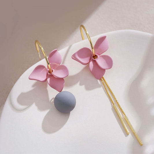 Flower Ball Tassel Earrings