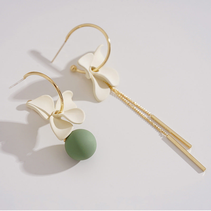 Flower Ball Tassel Earrings