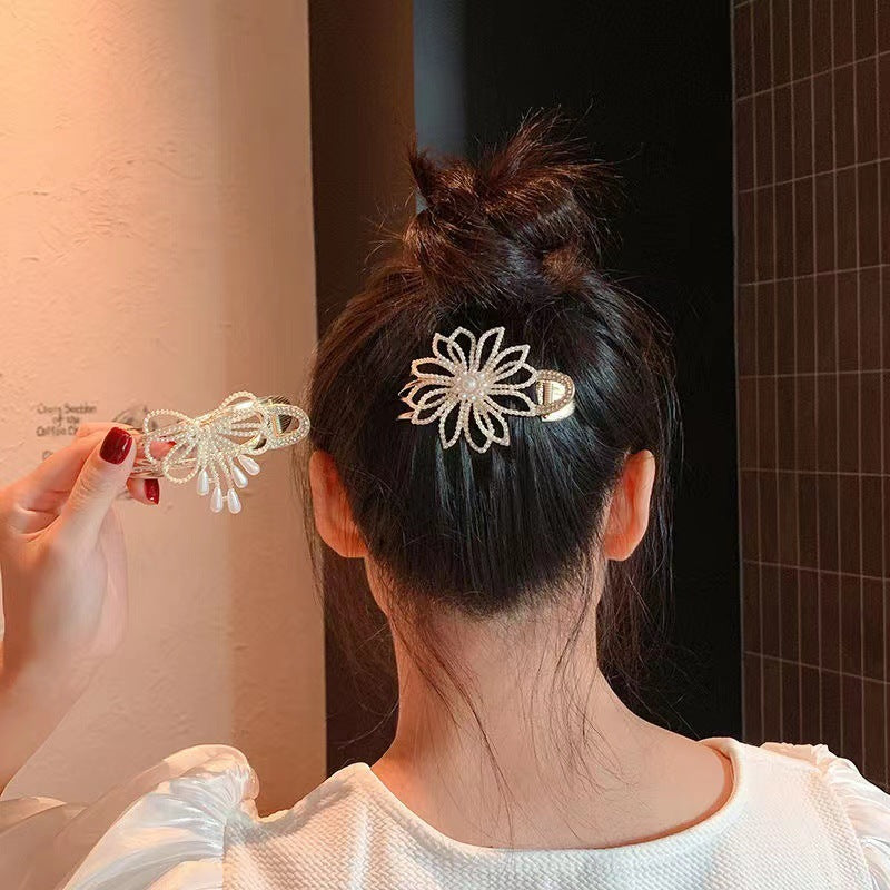 Flowers Clip Hair Claw Bow Ponytail Clip