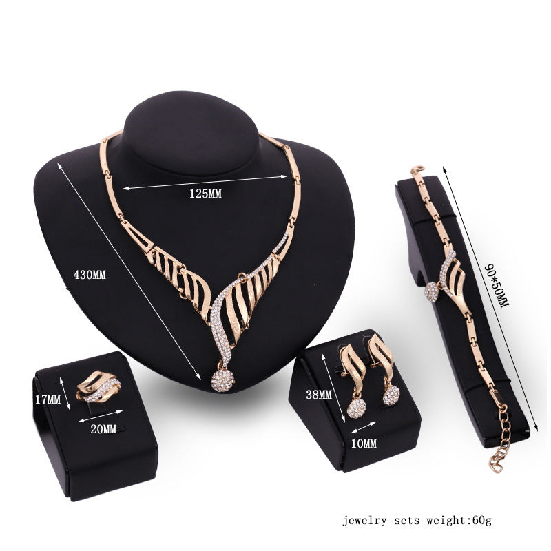 Four-piece Jewelry Set - Necklace Earrings Bracelet